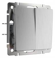 Выключатель двухклавишный без рамки Werkel серебряный рифленый W1122009 фото