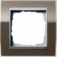 фото 211766 - gira event clear рамка на 1 пост, коричневая глянцевая, центральная вставка алюм.