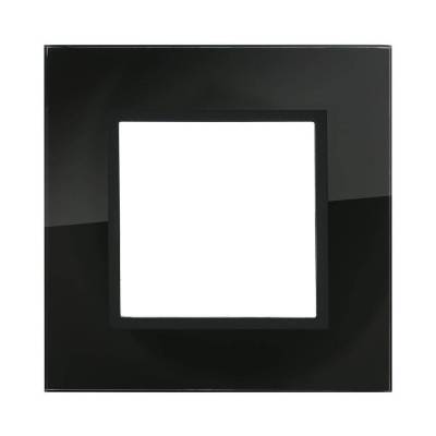 Рамка на 1 пост из натурального темного стекла. Цвет Чёрный. LK Studio LK45 (ЛК Студио ЛК45). 854110 фото