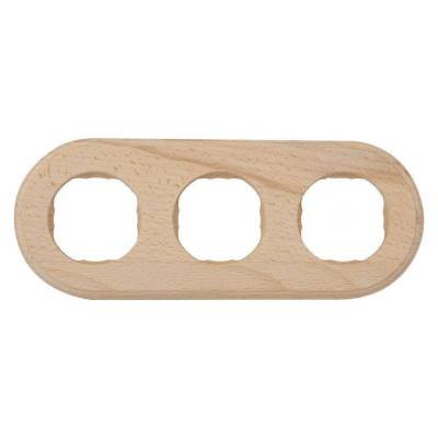 фото рамка 3 местная, овал,  винтаж бук натуральный