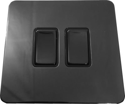 фото двухклавишный выключатель проходной, цвет: черный никель, excellent