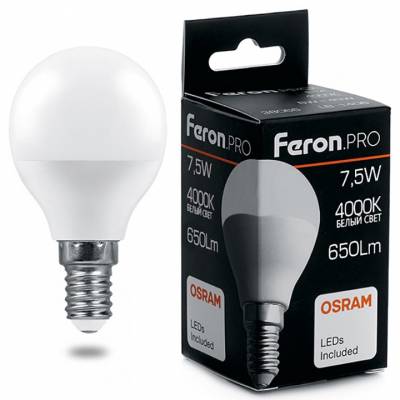 Лампа светодиодная Feron LB-1407 E14 7.5Вт 4000K 38072 фото