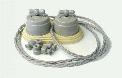 фото изолятор керамический ретро серый для проводки iblotm-2429с
