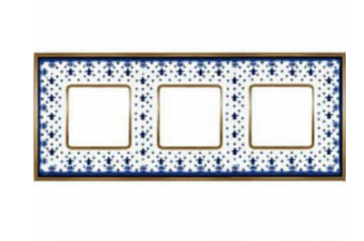 фото рамка 3-поста fede vintage porcelain цвет:		голубая лилия-светлое золото