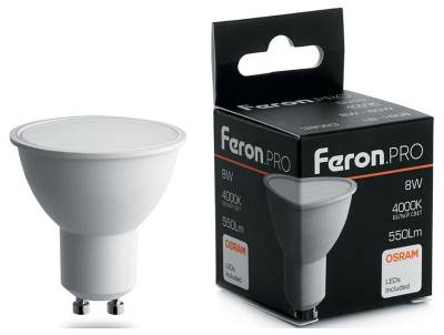 Лампа светодиодная Feron LB-1608 GU10 8Вт 4000K 38093