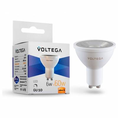 Лампа светодиодная Voltega Simple GU10 6Вт 2800K VG2-S1GU10warm6W-D фото