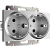 WL06-SKG-02-IP20 / Розетка двойная с заземлением (серебряный) фото