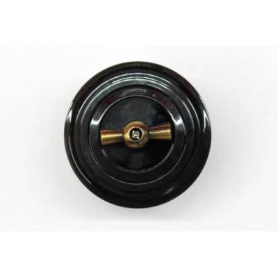 пластиковый пластиковый поворотный выключатель двухклавишный цвет черный, рычаг бронза