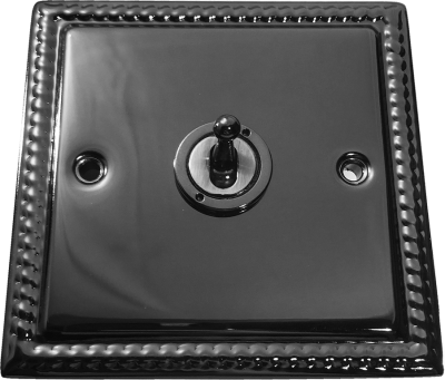 фото одноклавишный тумблерный выключатель проходной, цвет: черный никель, grant