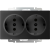 WL08-SKG-02-IP20 / Розетка двойная с заземлением (черный матовый) фото