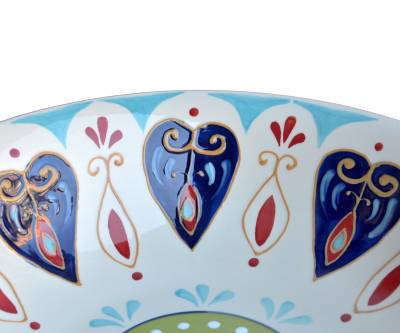 Раковина-чаша на столешницу Козетта в Голубом 4380 с декором 420х420х130 фото