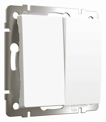 Выключатель проходной двухклавишный Werkel Белые матовые W1122061 фото