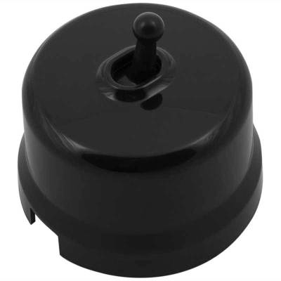 пластиковый выключатель 1-кл., пластик, (тумблерный), черный, в1-230-23, bironi