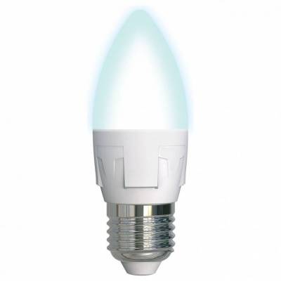 LED-C37 7W/NW/E27/FR PLP01WH Лампа светодиодная. Форма «свеча», матовая. Серия ЯРКАЯ. Белый свет (4000K). Картон. ТМ Uniel