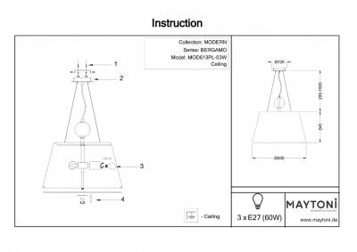 Подвесной светильник Maytoni Bergamo MOD613PL-03W фото