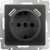 WL08-SKGS-USBx2-IP20 / Розетка с заземлением, шторками и USBх2 (черный матовый) фото