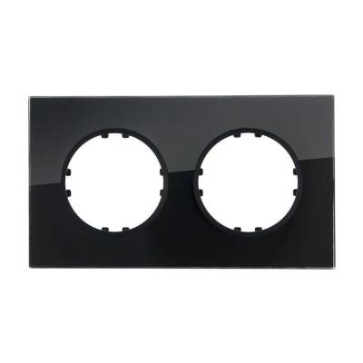 фото рамка 2-местная, квадрат из натурального темного стекла