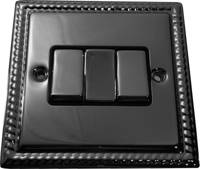 фото трёхклавишный выключатель проходной, цвет: черный никель, grant