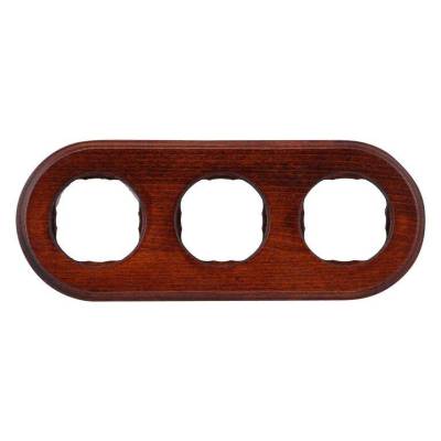 фото рамка 3 местная,  овал, винтаж красное дерево лакированное