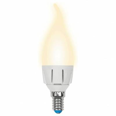 LED-CW37 7W/WW/E14/FR PLP01WH Лампа светодиодная. Форма «свеча на ветру», матовая. Серия ЯРКАЯ. Теплый белый свет (3000K). Картон. ТМ U