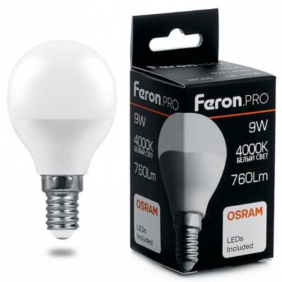 Лампа светодиодная Feron LB-1409 E14 9Вт 4000K 38078 фото