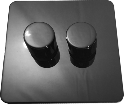 фото двухклавишный светорегулятор проходной, цвет: черный никель, excellent