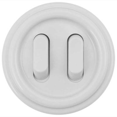 пластиковый выключатель 2-кл., пластик, (клавишный), белый, b1-222-21, bironi