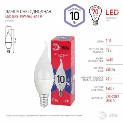 Лампа светодиодная Эра ЭКО E14 10Вт 6500K Б0045343 фото