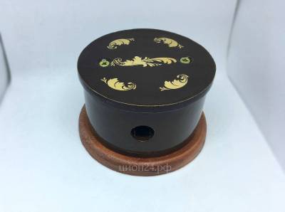 фото распаячная (монтажная) коробка "магия золота" с круглой крышкой, подрозетник вишня
