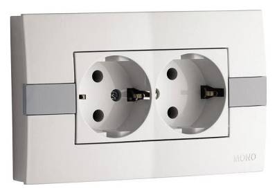 Розетка двойная с заземлением Mono Electric Eсо 101-010104-120 фото