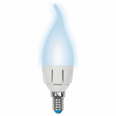 LED-CW37 7W/NW/E14/FR PLP01WH Лампа светодиодная. Форма «свеча на ветру», матовая. Серия ЯРКАЯ. Белый свет (4000K). Картон. ТМ Uniel