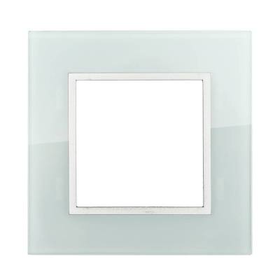 Рамка на 1 пост из натурального светлого стекла. Цвет Белый. LK Studio LK45 (ЛК Студио ЛК45). 854111 фото