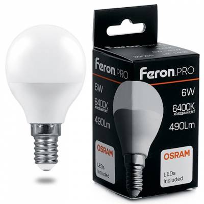 Лампа светодиодная Feron LB-1406 E14 6Вт 6400K 38067 фото
