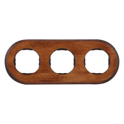 фото рамка 3 местная,  овал,  винтаж орех лакированный