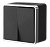 WL15-03-02/ Выключатель двухклавишный влагозащищенный Gallant (черный/хром) фото