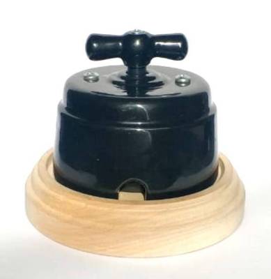 выключатель поворотный керамический interior electric, серия "арбат", 1-2 кл., 220/10а, черный