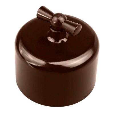 пластиковый  ретро выключатель, коричневый, r1-212-22 rozetkof двухклавишный