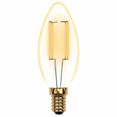 LED-C35-5W/GOLDEN/E14 GLV21GO Лампа светодиодная Vintage. Форма «свеча», золотистая колба. Картон. ТМ Uniel